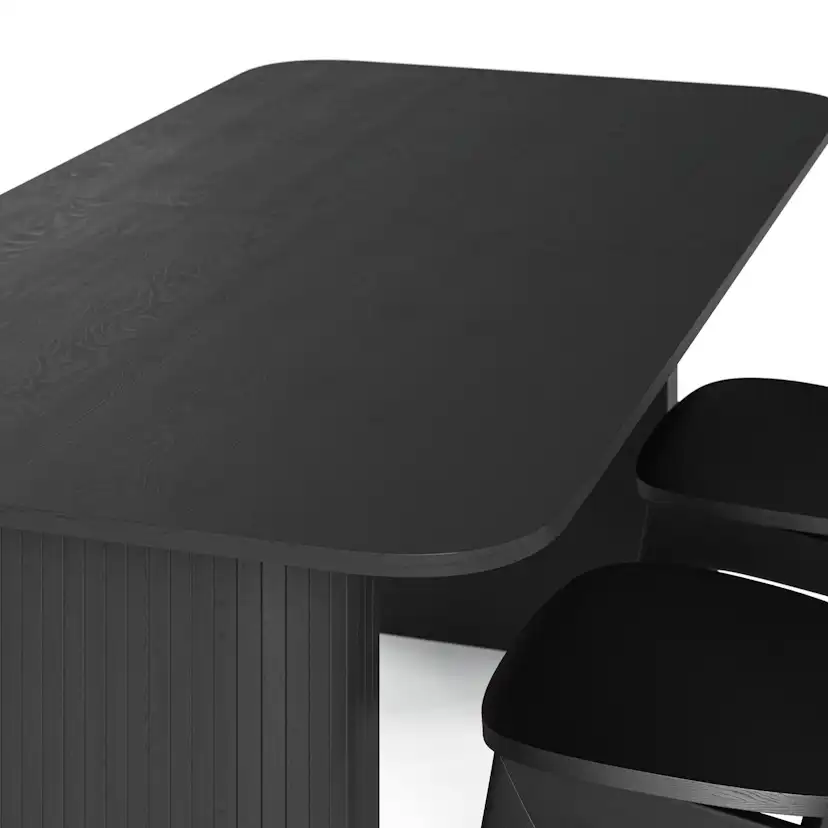 Matgrupp Bark Kopparbo Rektangulärt Matbord 180-240 cm Förlängningsbartt med 4 Jerup Matstol