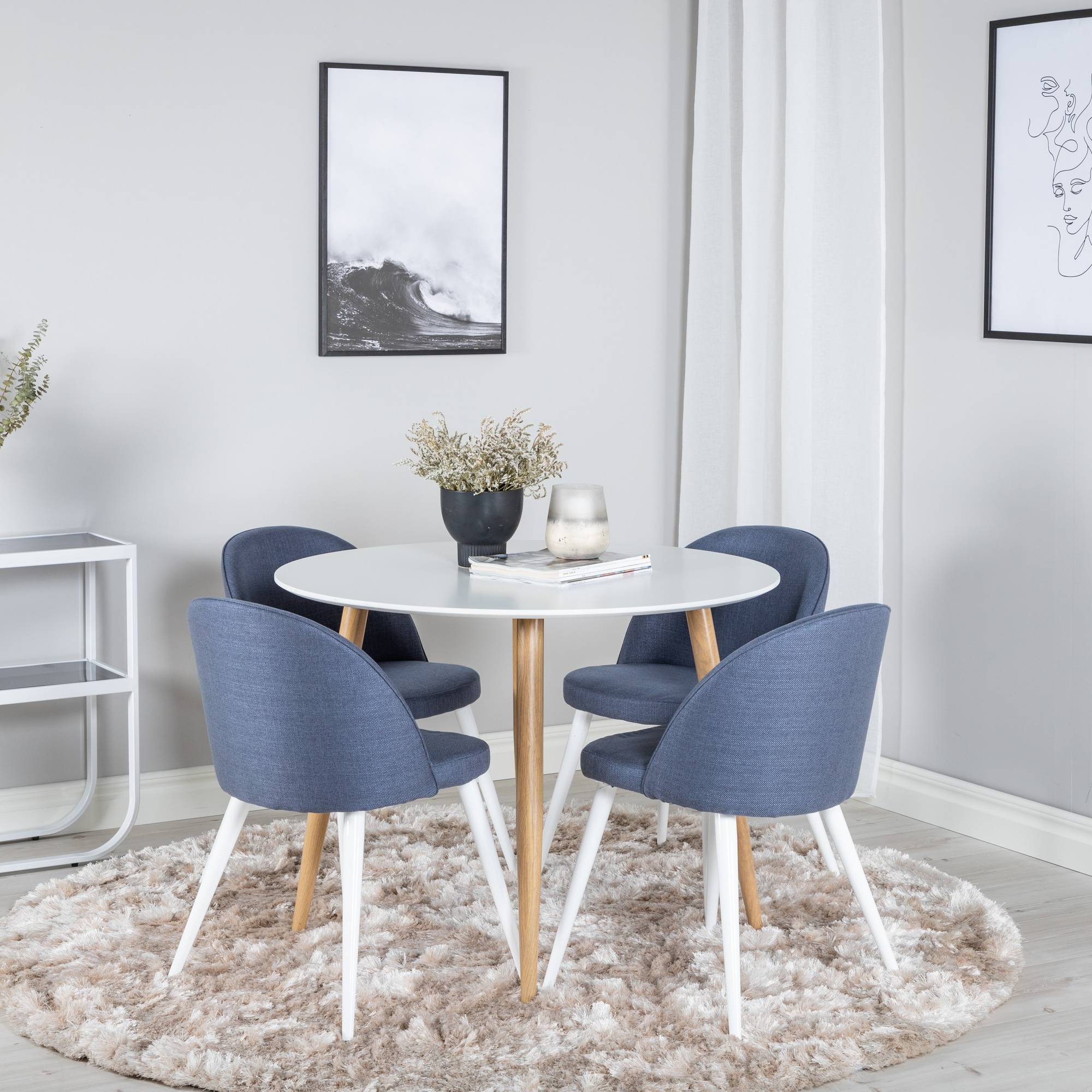 Matgrupp Basic Home Pelle Runt Matbord 100 cm med 4 Sedavi Matstol