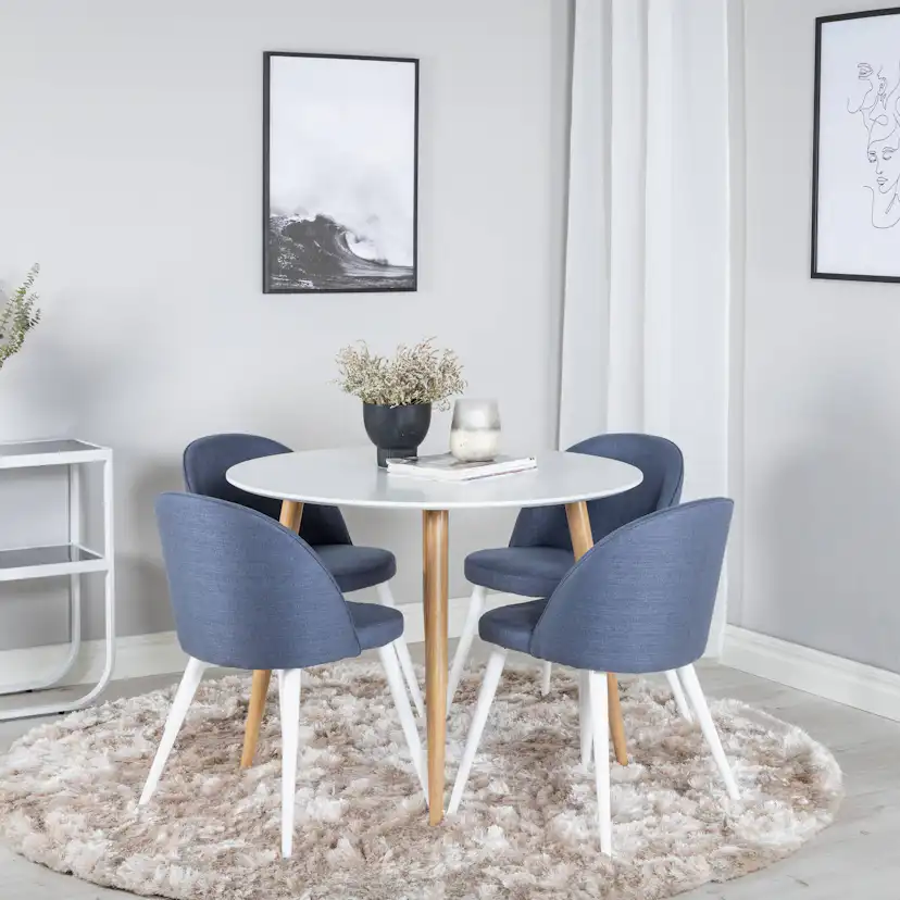 Matgrupp Basic Home Pelle Runt Matbord 100 cm med 4 Sedavi Matstol