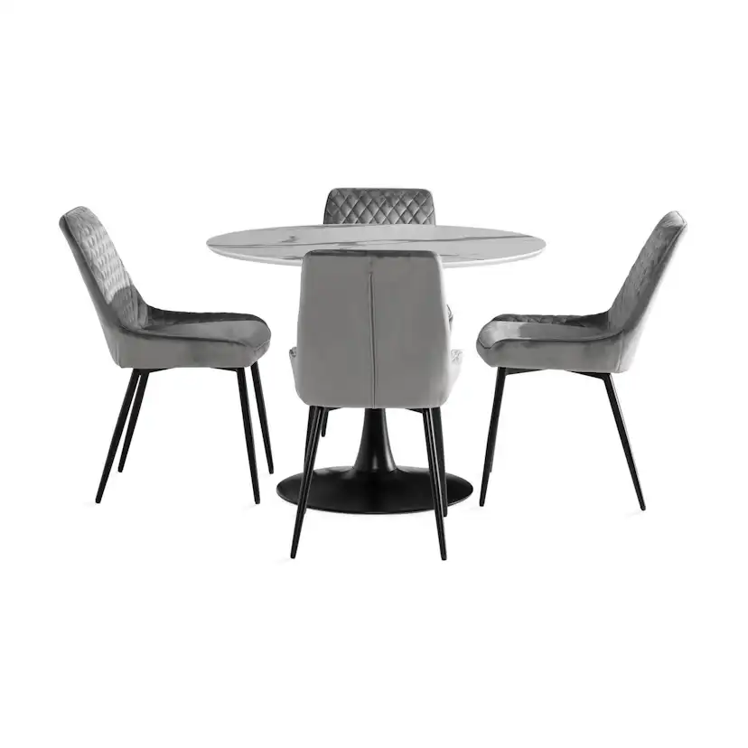 Matgrupp Basic Home Caitly Runt Matbord 100 cm med 4 Hennebyn Matstol