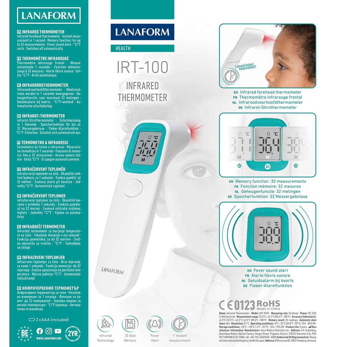 Febertermometer Lanaform IRT-100 IR-teknik