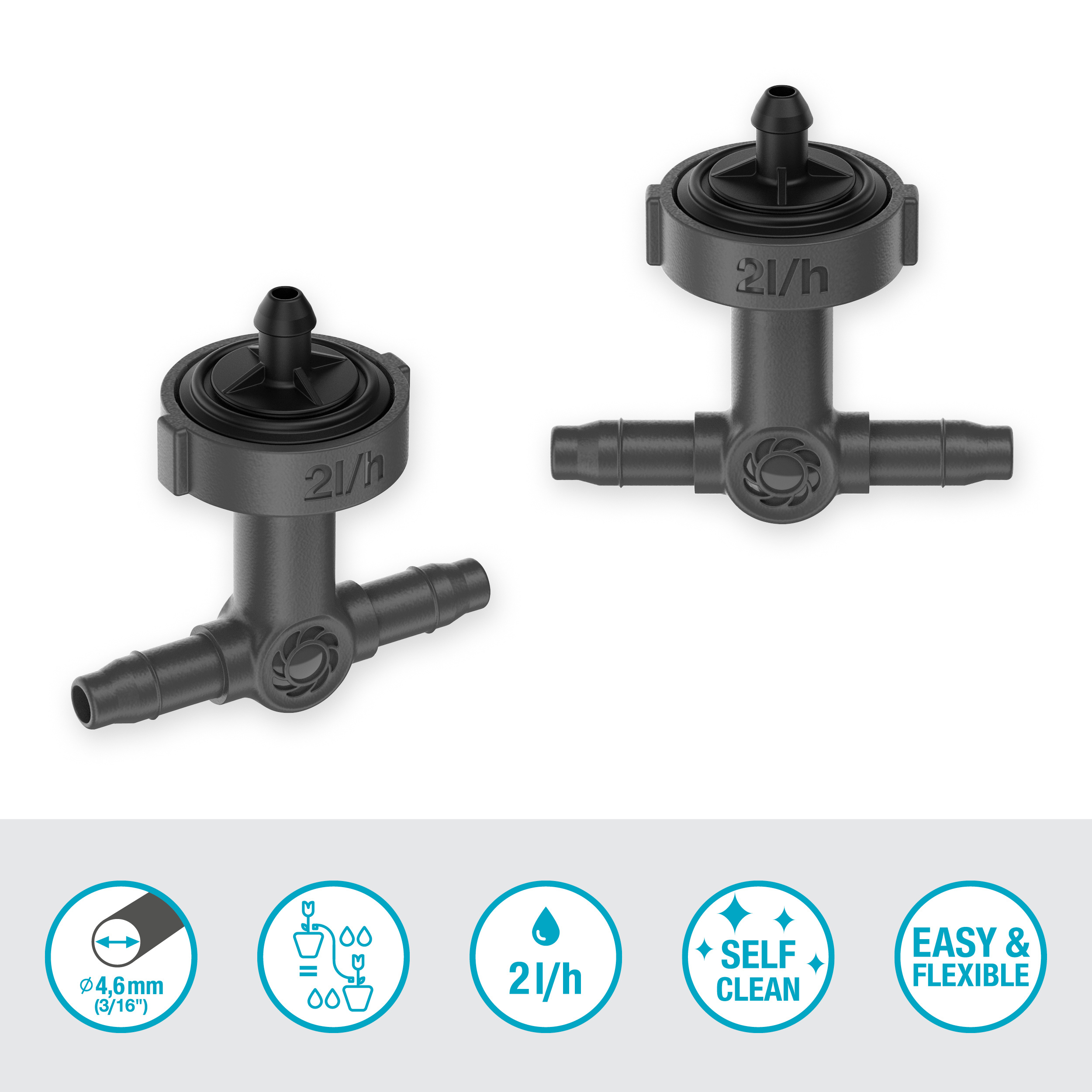Droppspridare Gardena Micro-Drip Inline 2 l/h Tryckreglerande