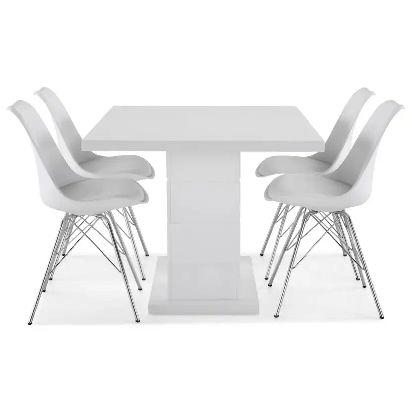 Matgrupp Concept 55 Ratliff Rektangulärt Matbord 120-160 cm Förlängningsbart med 4 Shell Matstol