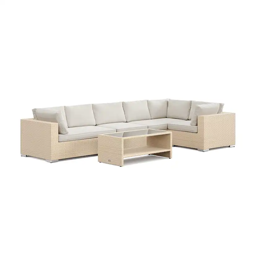 Loungegrupp Comfort Garden Bahamas utomhus hörnsoffa 6-sits vändbar och bord med hylla