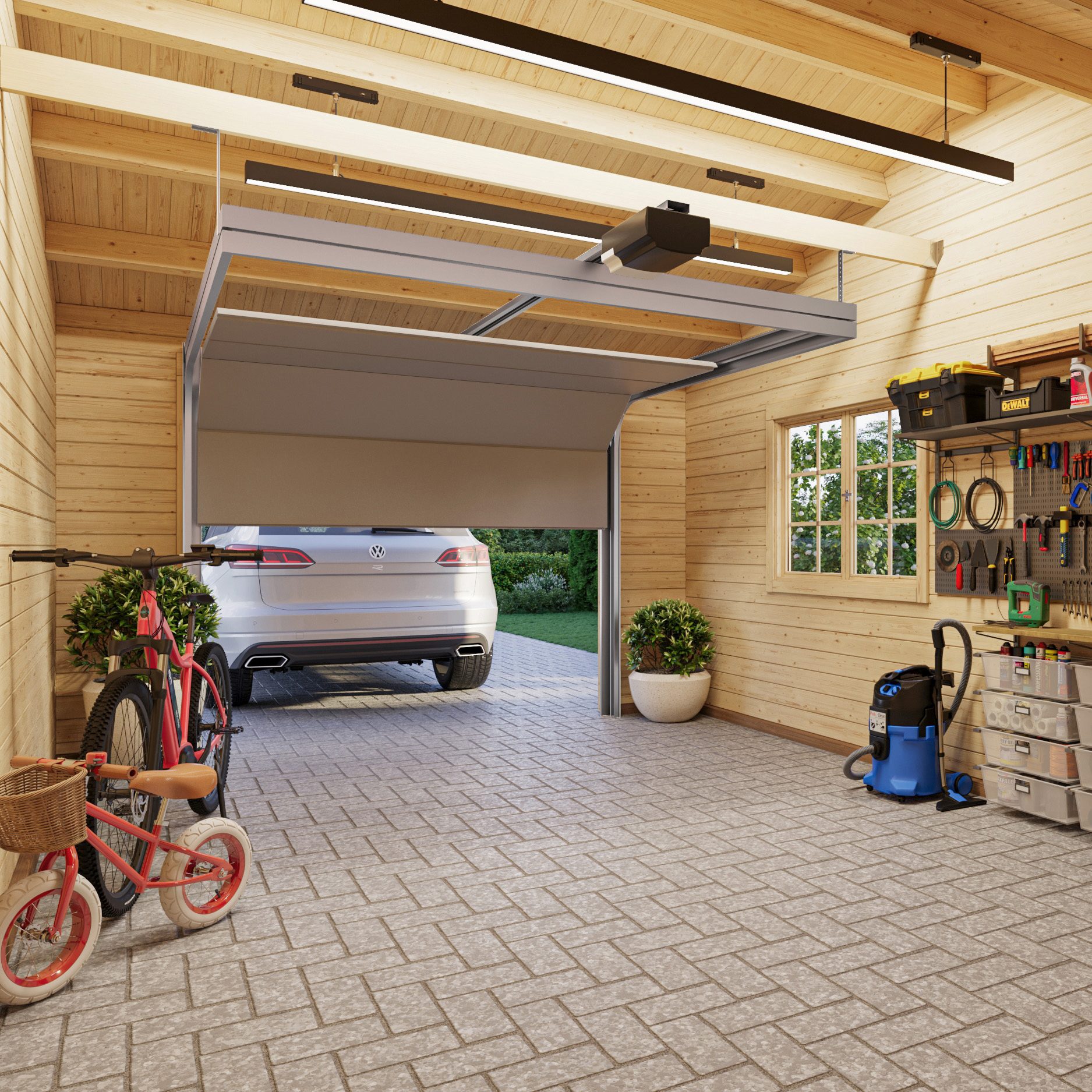Garage Palmako Roger med Carport 36,5 m2 och Takskjutport