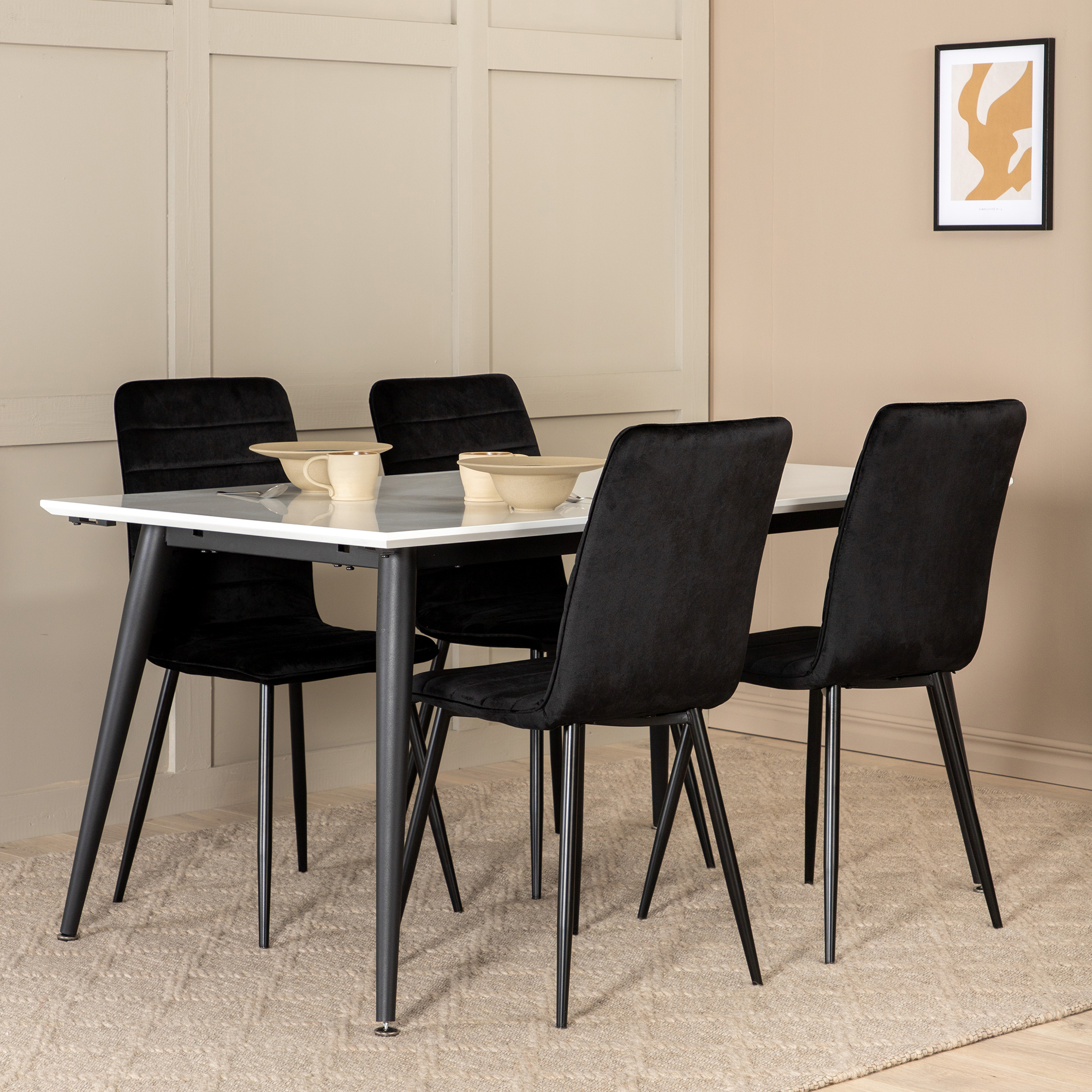 Jimmy Dining Table - Black / White HPL+Windu Lyx Chair - Bla Svart