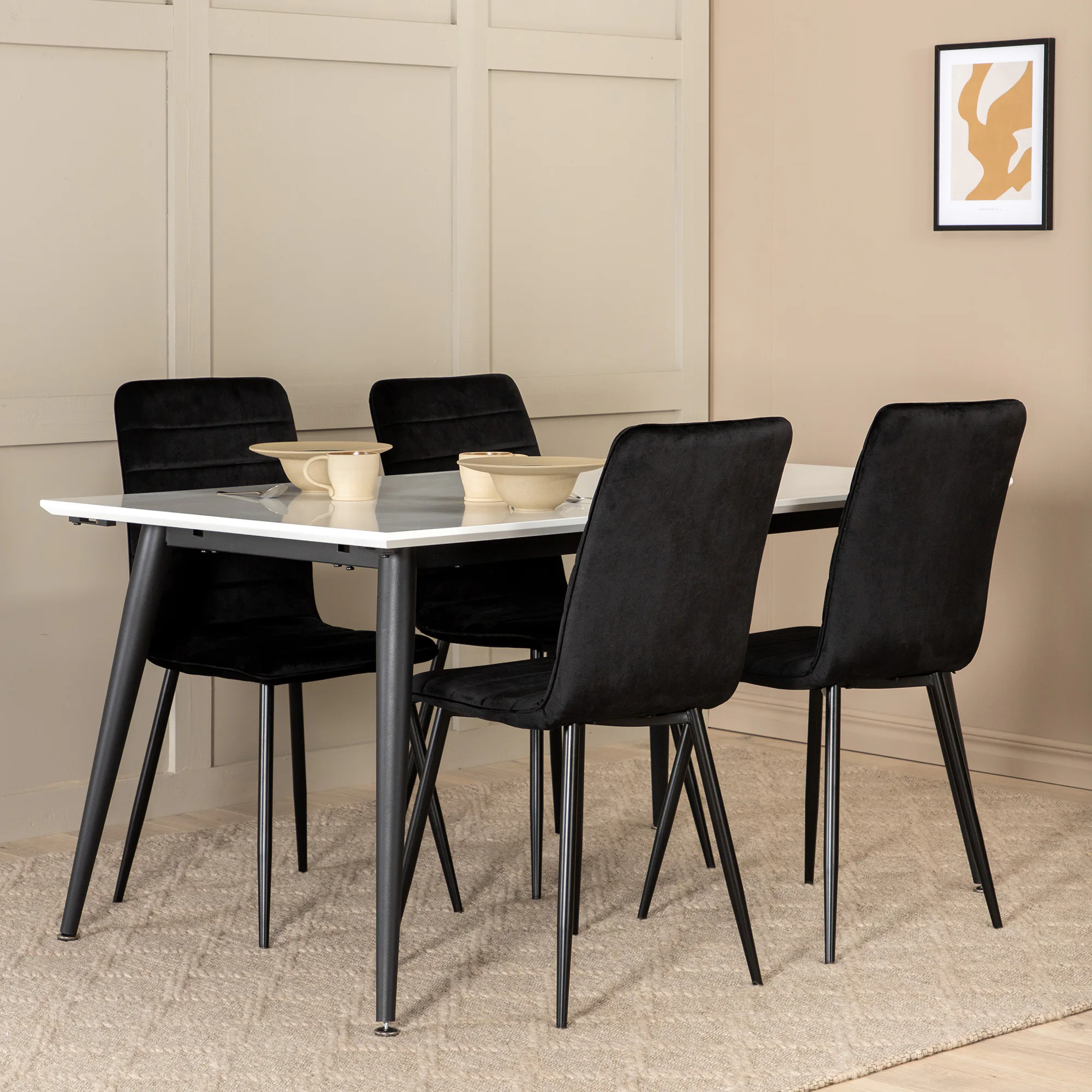 Jimmy Dining Table - Black / White HPL+Windu Lyx Chair - Bla Svart