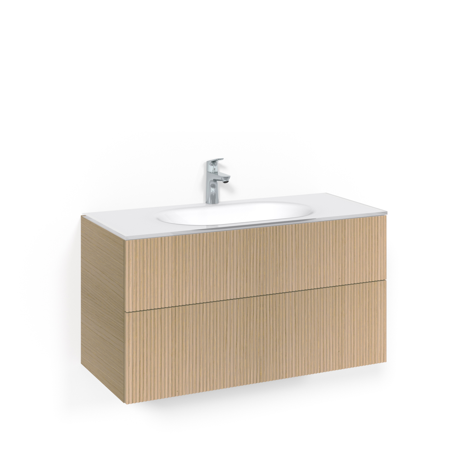 Crown Kom 100x45 Lj Li PO ViG Ljus Ek, 1000 mm, Glastvättställ Vitt, Med Pushfunktion