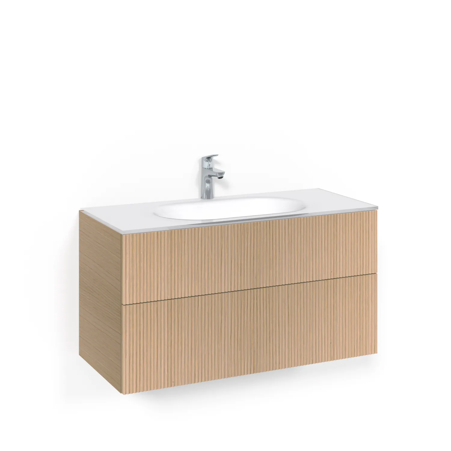 Crown Kom 100x45 Lj Li PO ViG Ljus Ek, 1000 mm, Glastvättställ Vitt, Med Pushfunktion