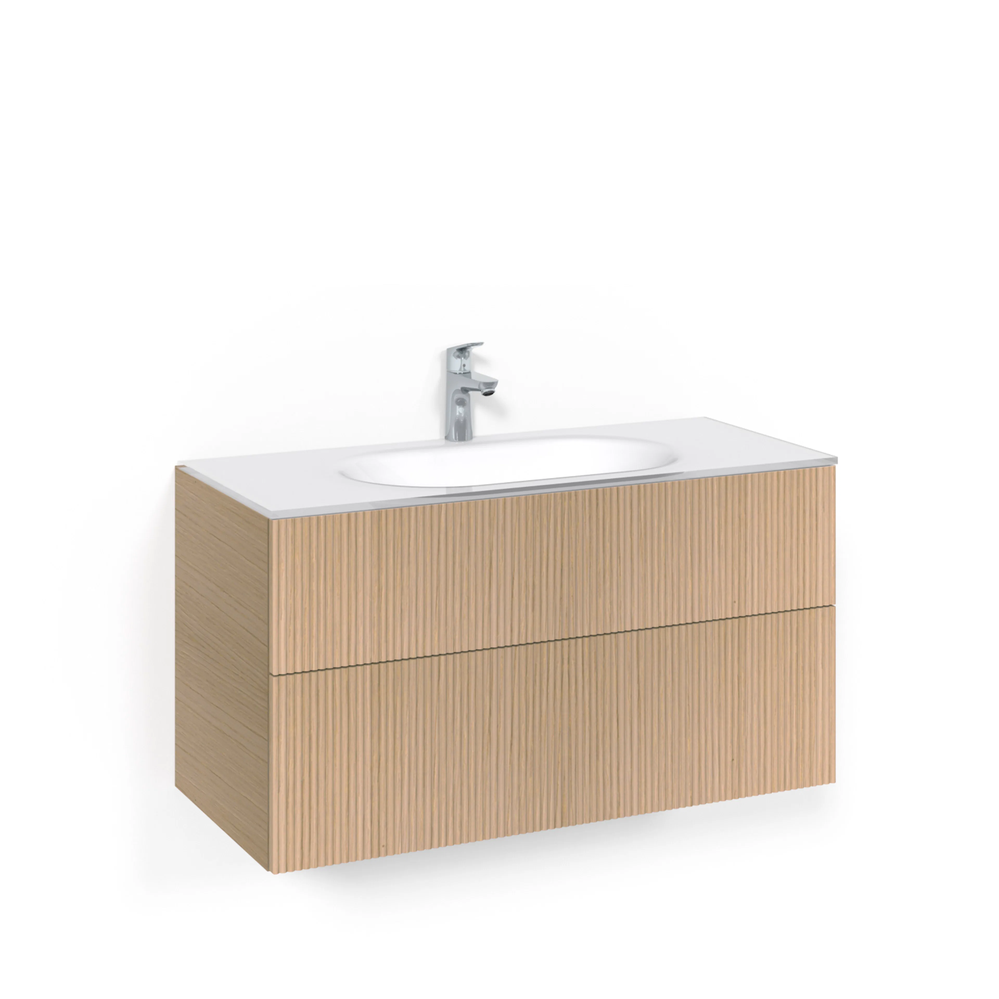 Crown Kom 100x45 Lj Li PO ViG Ljus Ek, 1000 mm, Glastvättställ Vitt, Med Pushfunktion