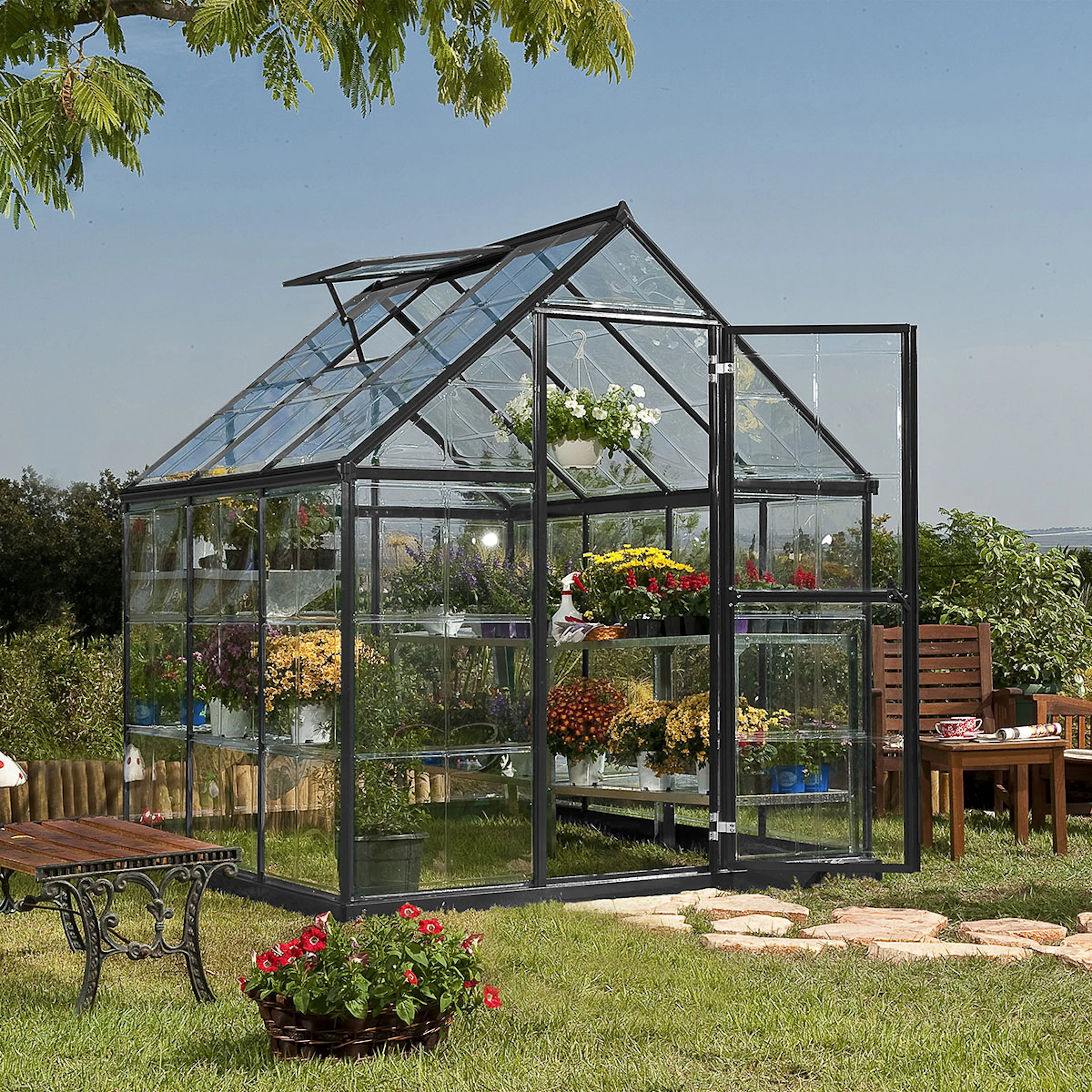 Växthus Canopia by Palram Harmony Aluminiumram med UV-Skyddad Polykarbonat & Ventilationsfönster, 2,3 m²