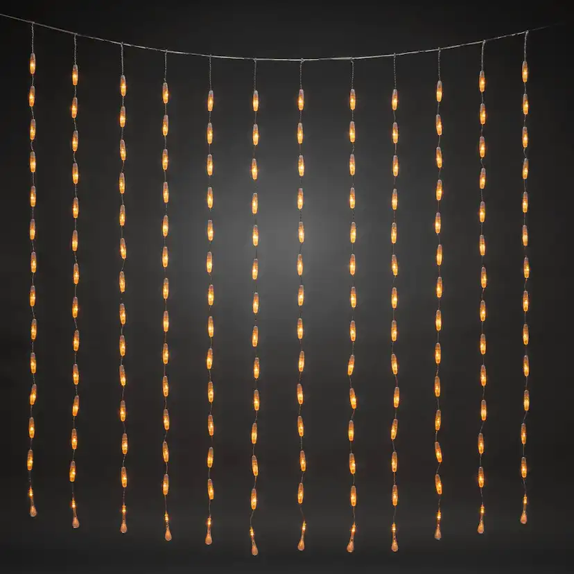 Gardinslinga droppar 400 LED Amber, H: 2000 mm