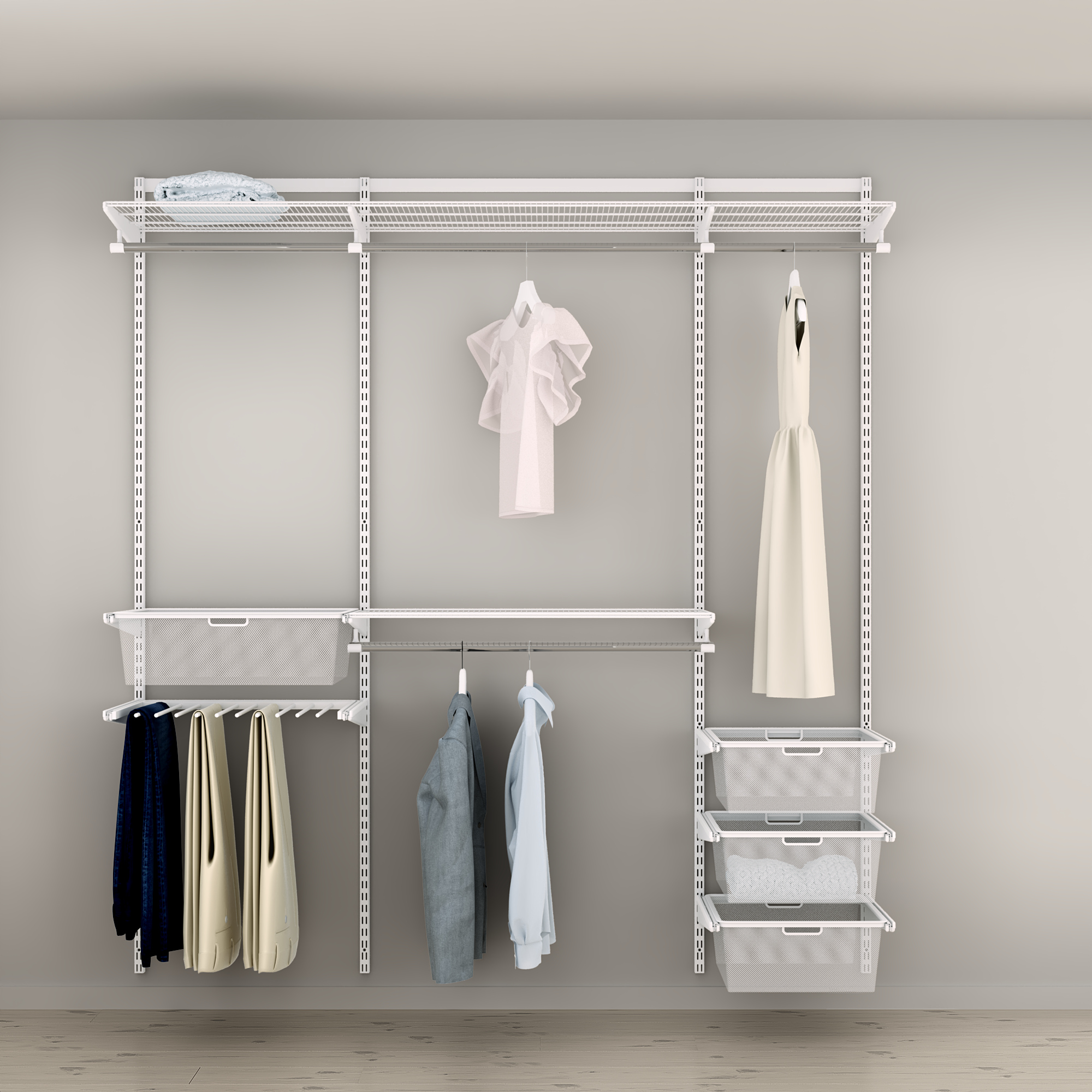 Garderobslösning Elfa Ready Solution Classic 17 Vit B: 2002 mm