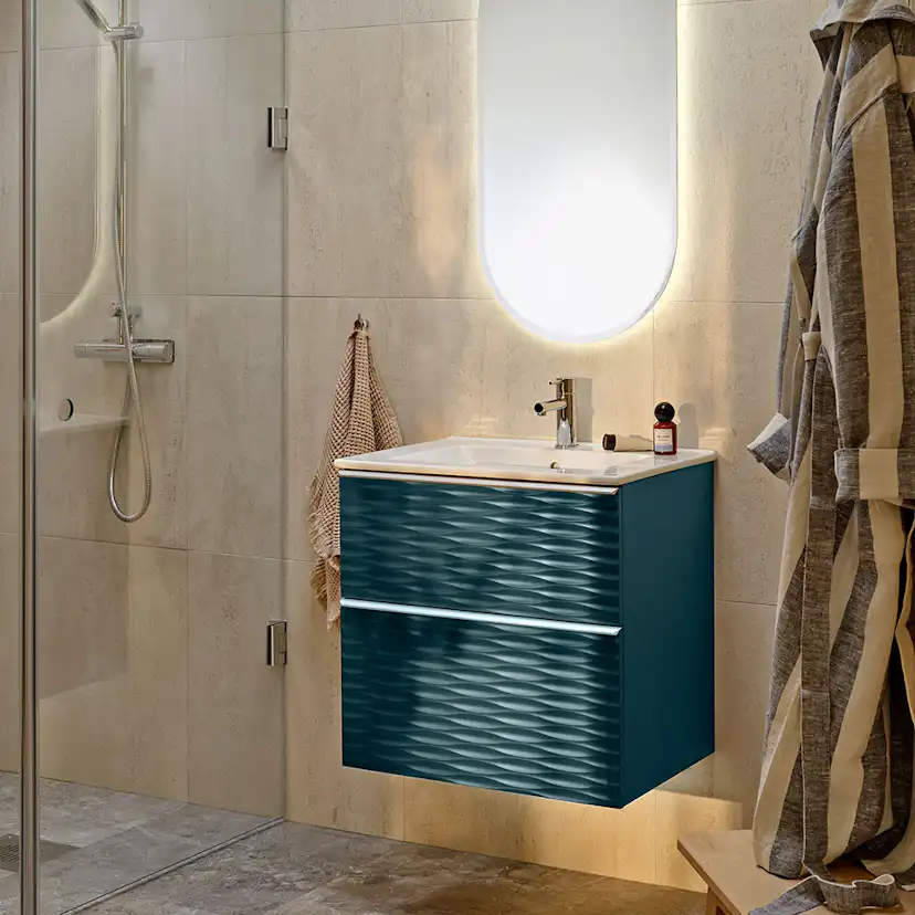 Tvättställsskåp Alterna Isella Aqua Wave med Ariella Mineralkomposit Tvättställ