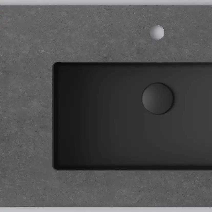 Bänkskiva Wave 120 Raven/Matte Black Med hål för blandare Färg Bänkskiva: Raven, Färg Tvättställ: Matte Black, Bredd: 1260 mm