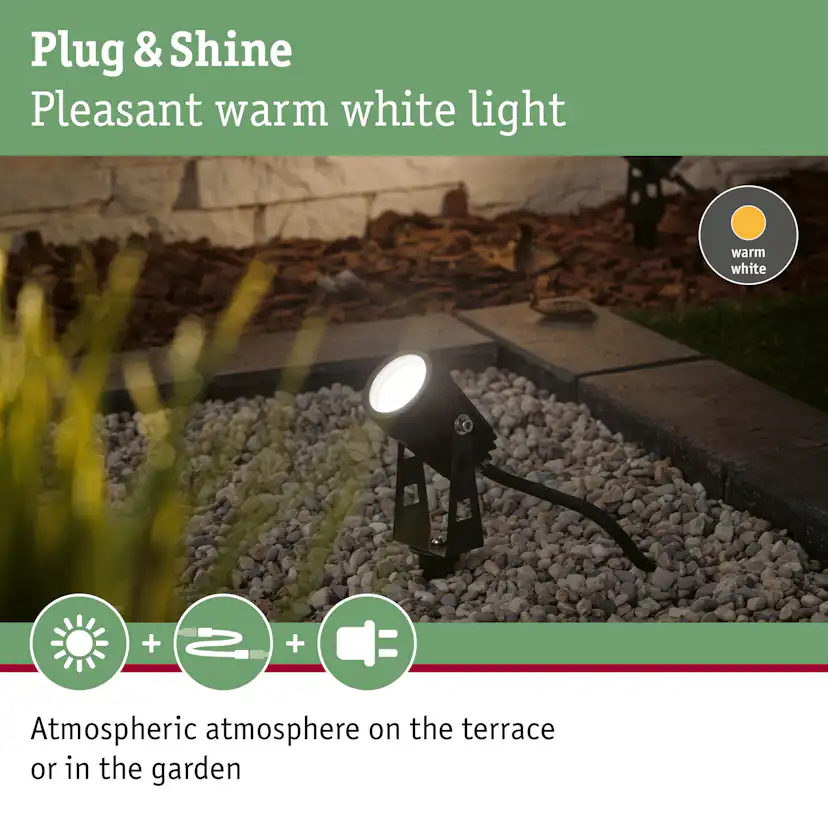 Spotlight Paulmann Basic Spot Plug & Shine LED IP65 24V 3-pack med Transformator och kabel