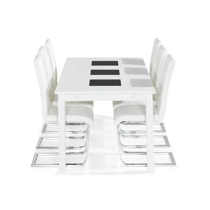 Matgrupp Basic Home Jasmin Rektangulärt Matbord 180-270 cm Förlängningsbart med 6 Cibus Matstol