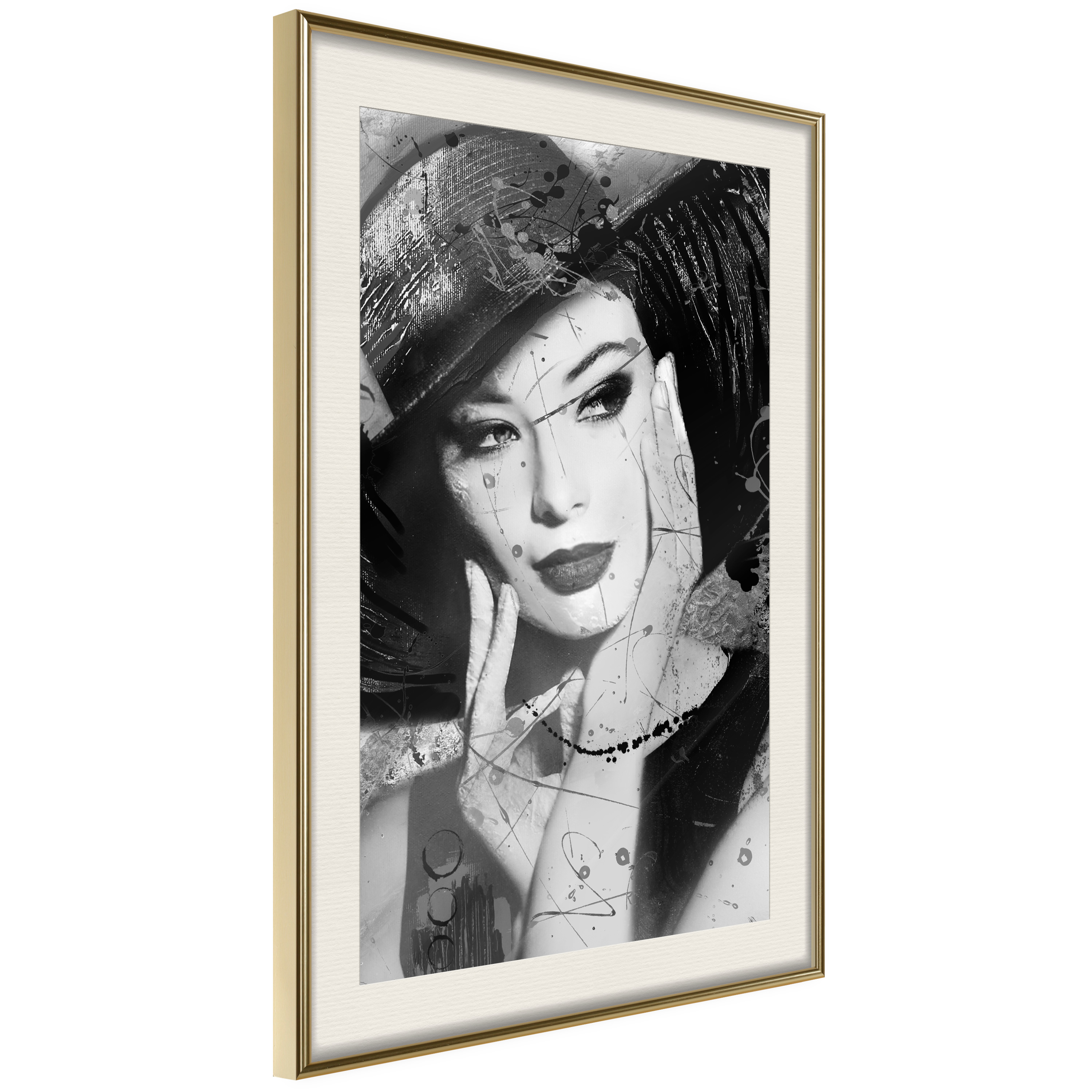Affisch - Diva [Poster] 20x30 Guld ram med passepartout, 20x30 cm