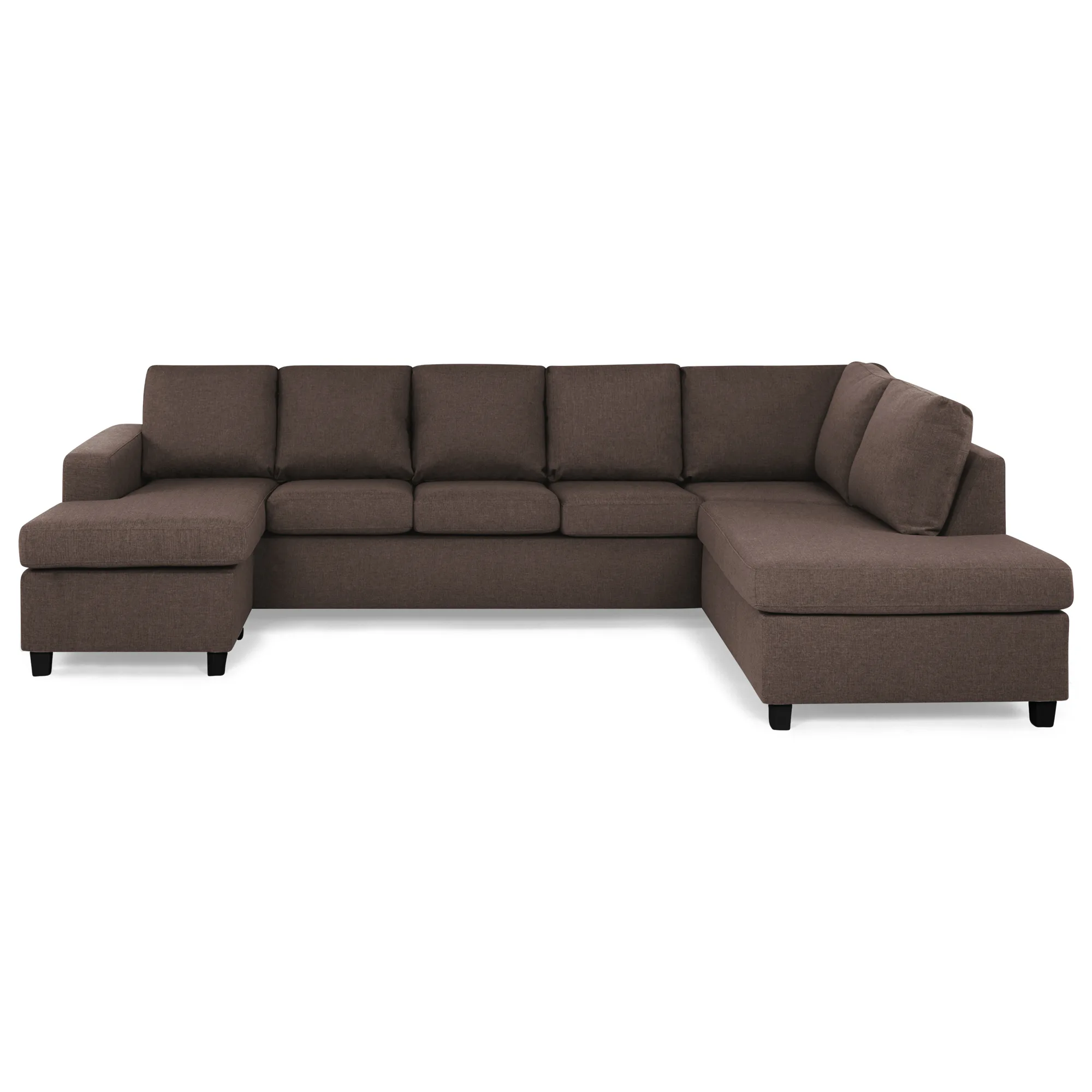 Crazy 5-sits Högervänd U-formad X-Large Soffa med Divan och Idalia 3, Brun, Höger, Konade Svarta Soffben