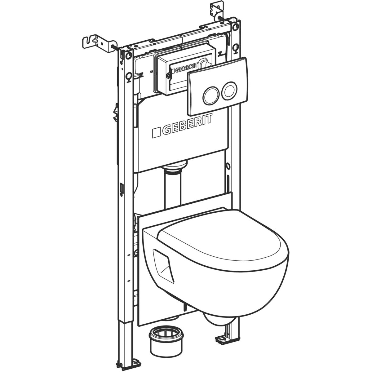 Toalettpaket Geberit Renova Rimfree med Delta WC-Fixtur och Spolplatta