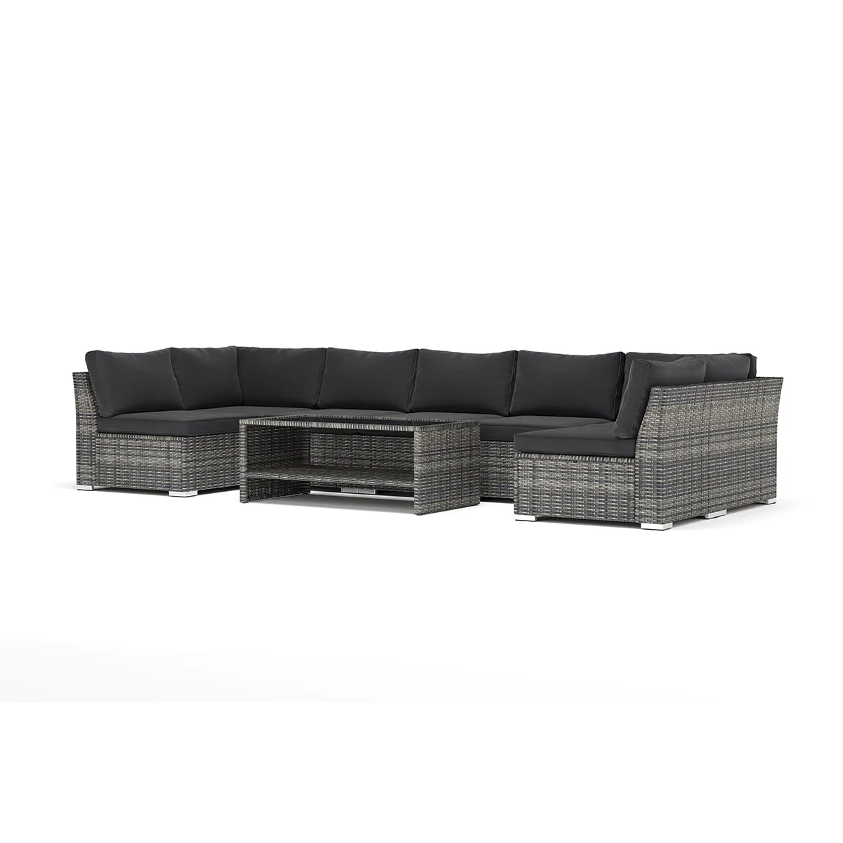 Loungesoffa Comfort Garden Wisconsin utomhus U-soffa 7-sits med öppet avslut