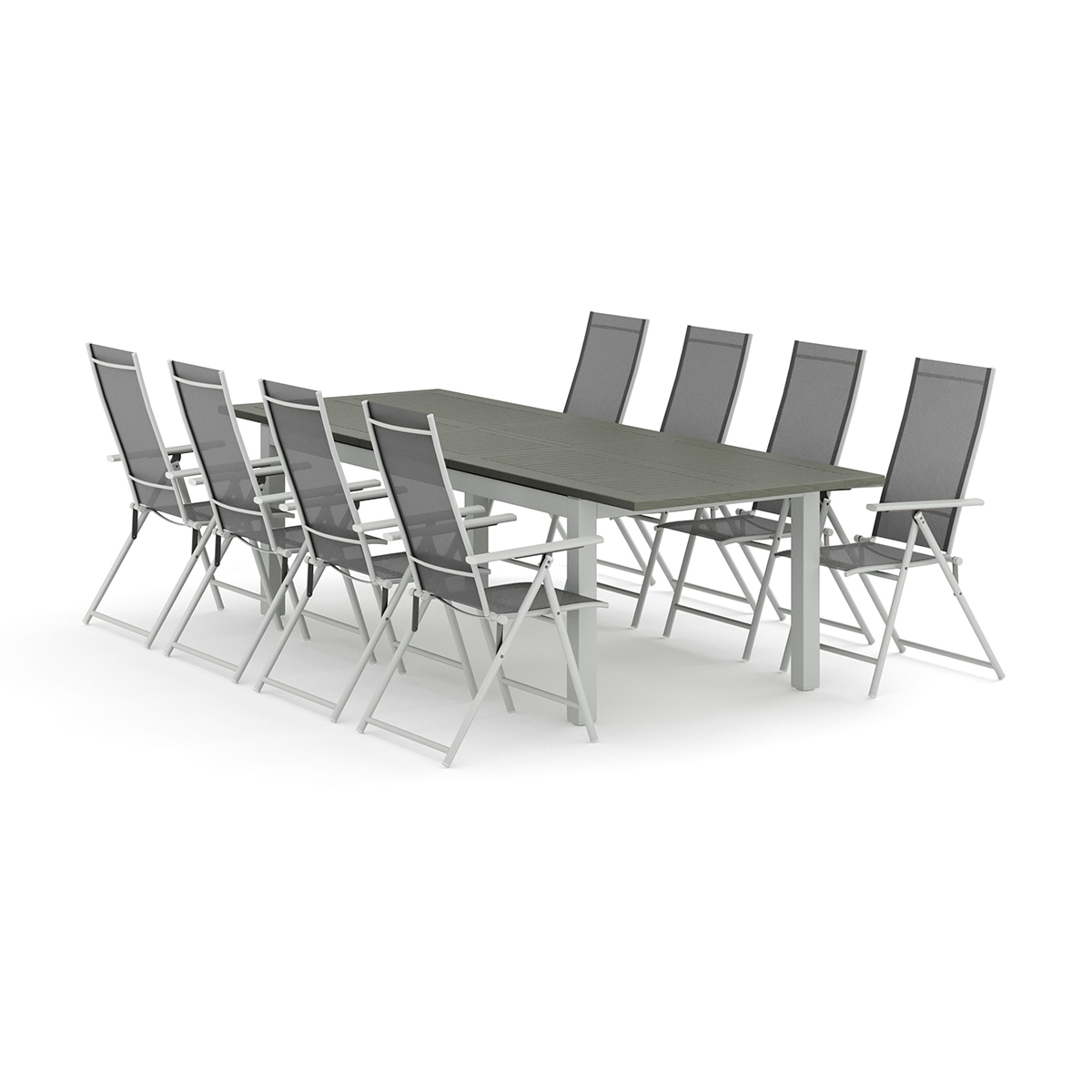 Trädgårdsgrupp Comfort Garden Monaco utomhus matgrupp förlängningsbart 210/310x90 med 8 Sanna positionsstolar