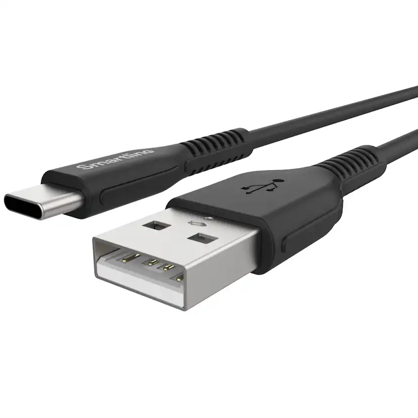 Laddningskabel Smartline USB-C/A Strong Cable Svart 2 m