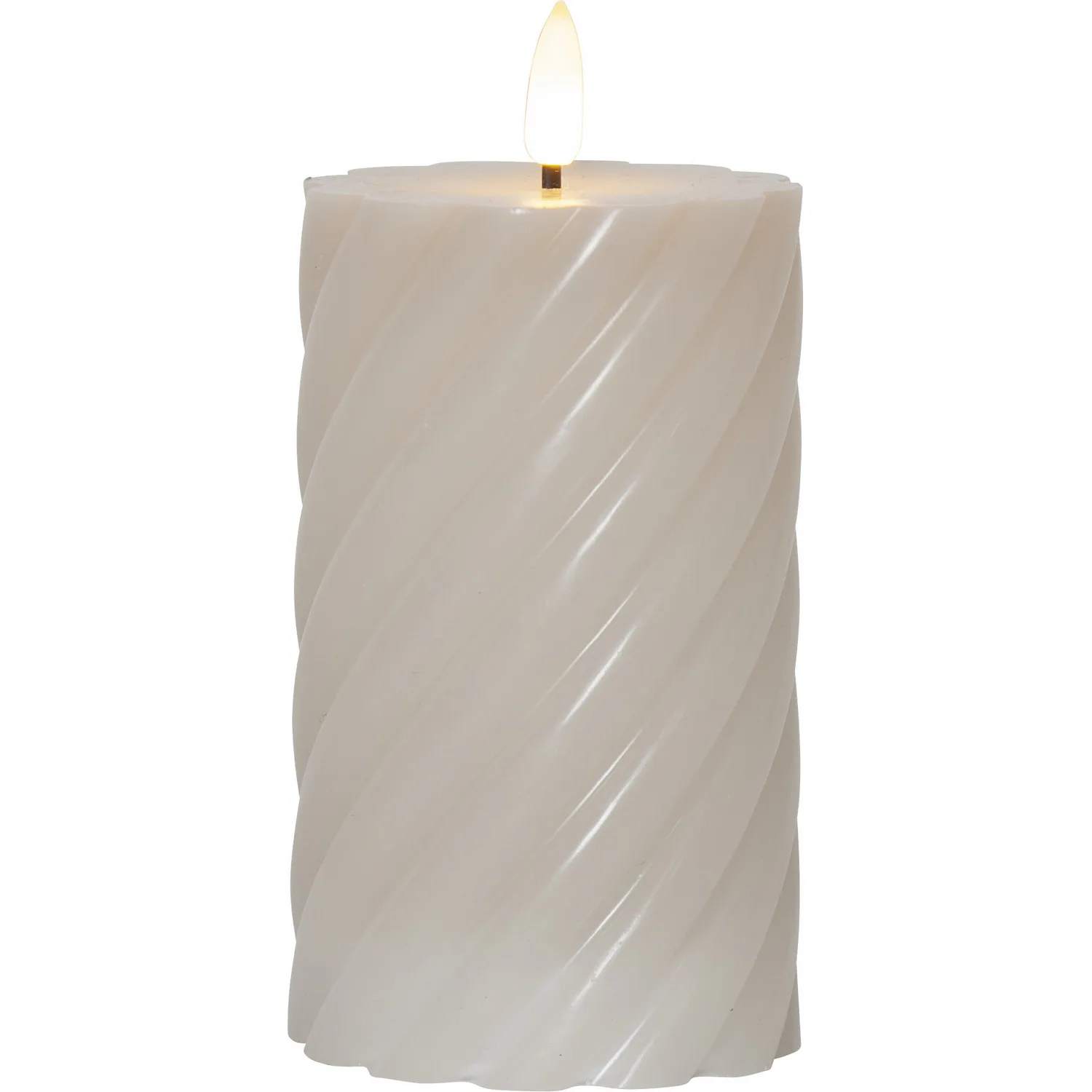 LED Blockljus Flamme Swirl Beige