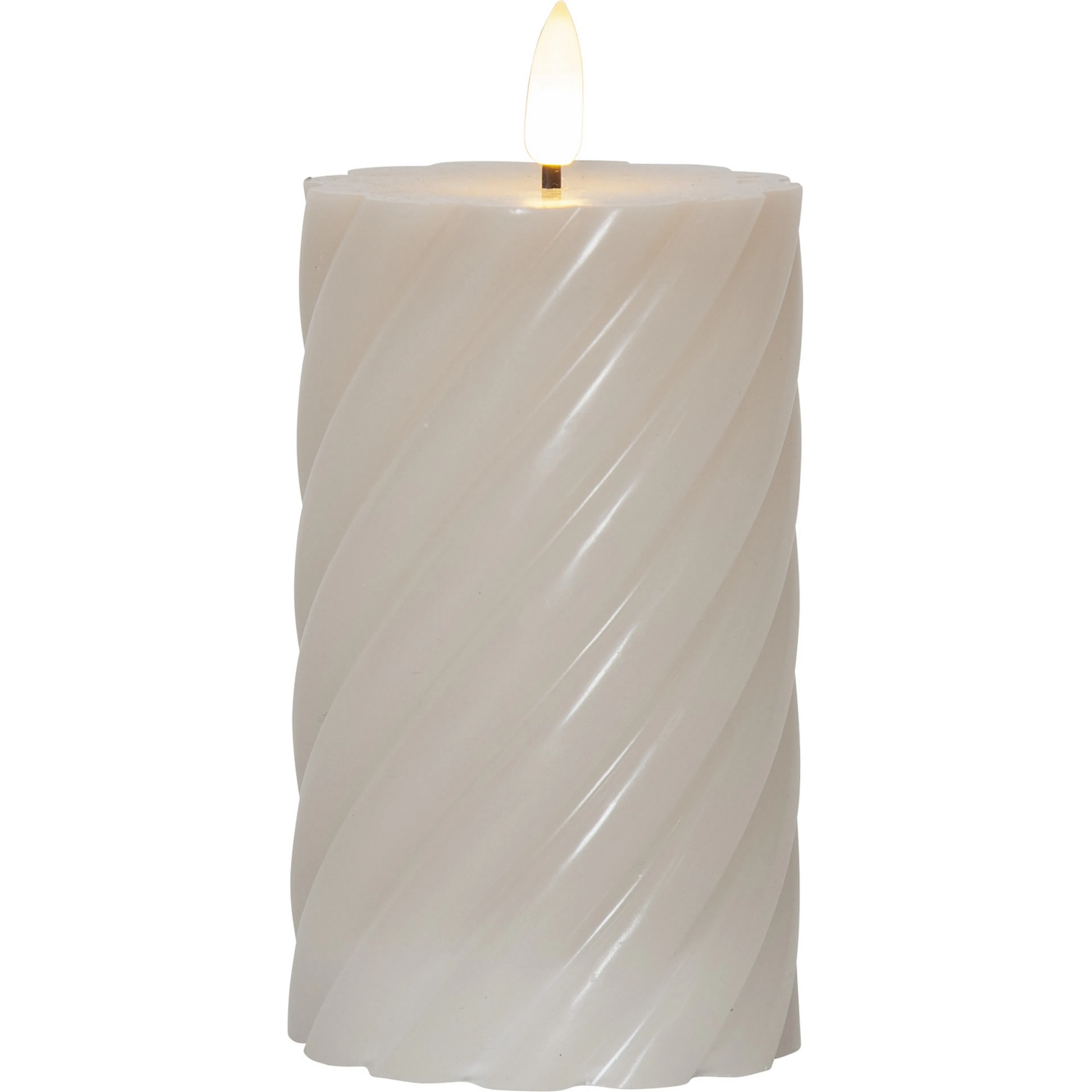 LED Blockljus Flamme Swirl Beige