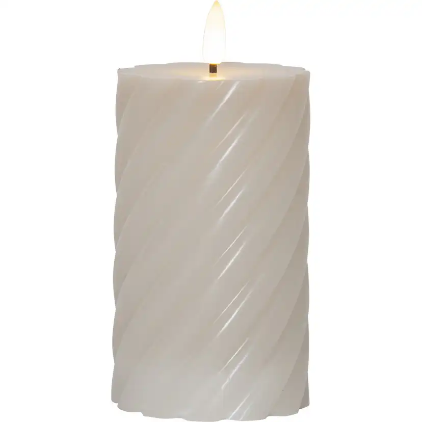 LED Blockljus Flamme Swirl Beige