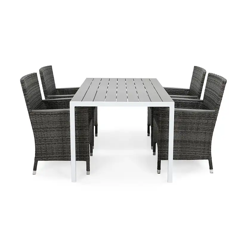 Matgrupp deNoord Tunis 150x90 cm med 4 Thor Fåtöljer Lyx med Armstöd