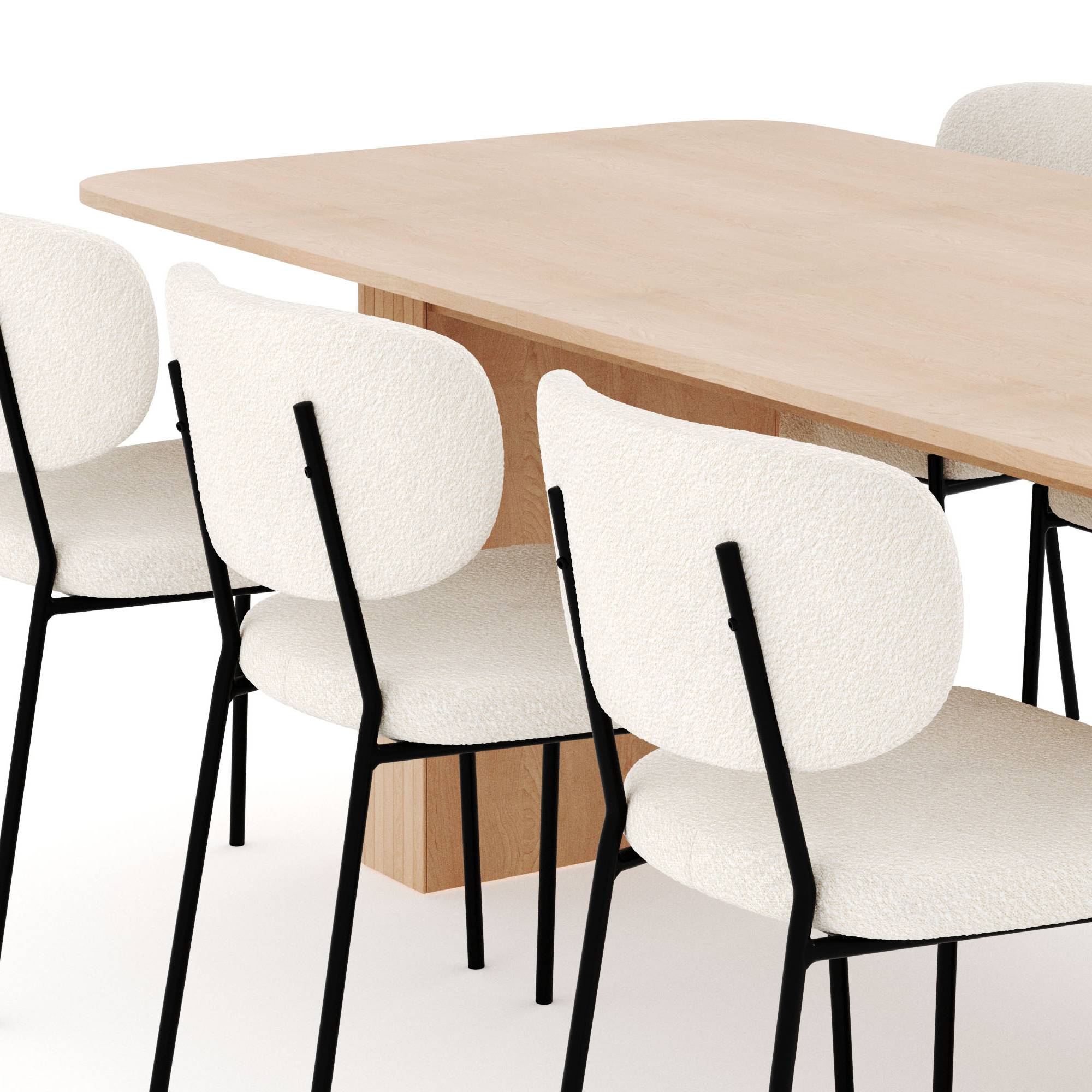 Matgrupp Bark Kopparbo Rektangulärt Matbord 200-260 cm Förlängningsbartt med 6 Gemmiano Matstol