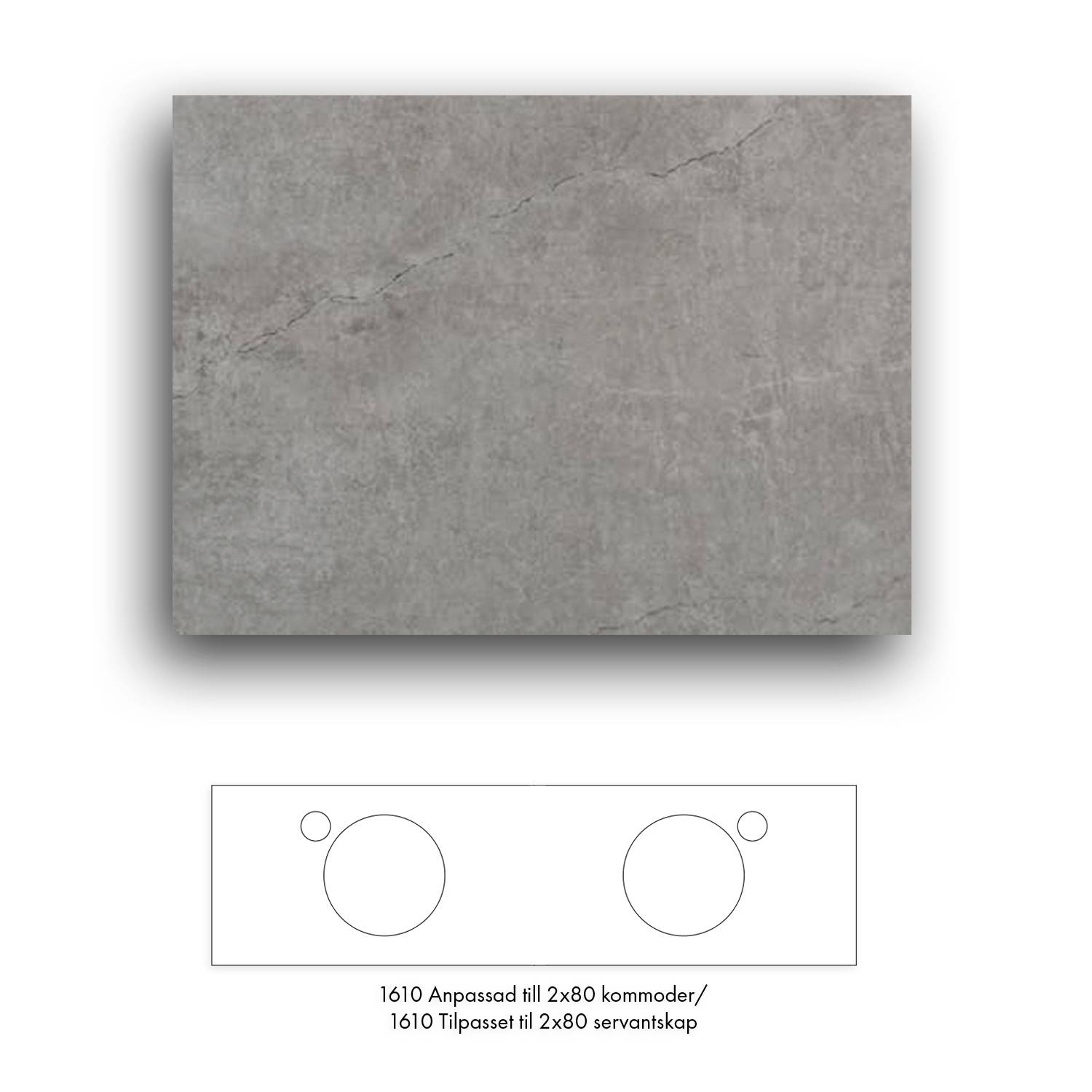 Bänkskiva Macro Design Crown+ Dekton  1610 till Tvättställsskåp Crown