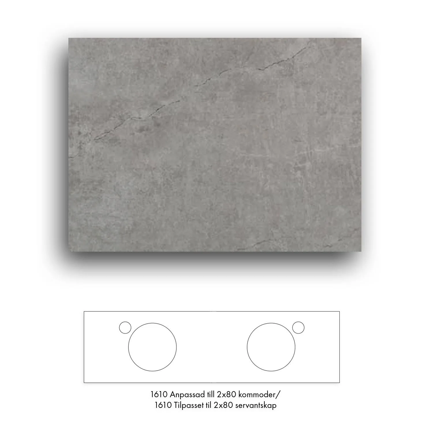 Bänkskiva Macro Design Crown+ Dekton 1610 till Tvättställsskåp Crown
