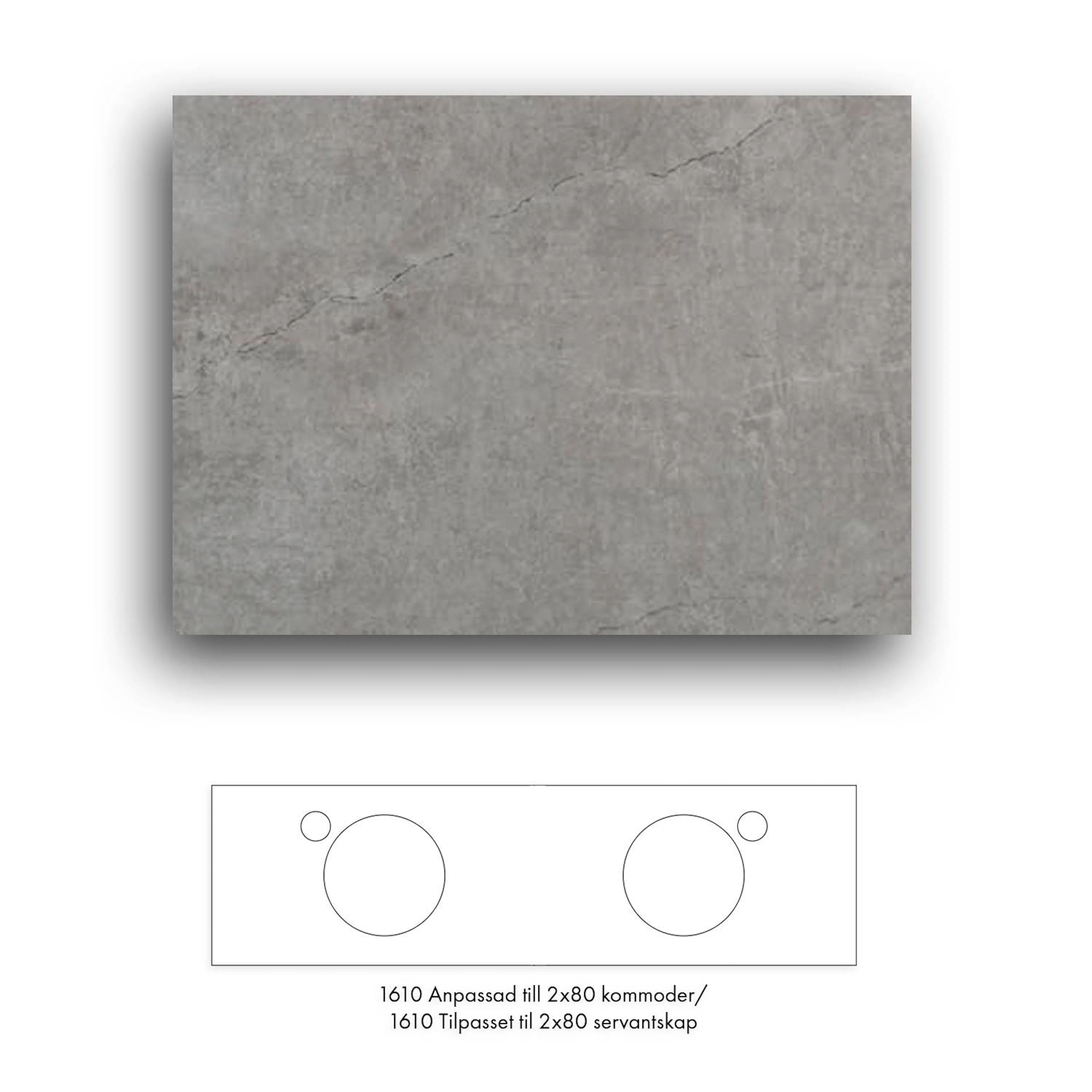 Bänkskiva Macro Design Crown+ Dekton  1610 till Tvättställsskåp Crown