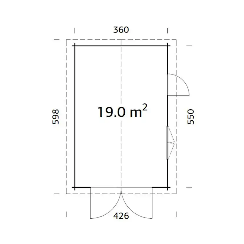 Garage Roger 19,0 m2 med dörr Obehandlad
