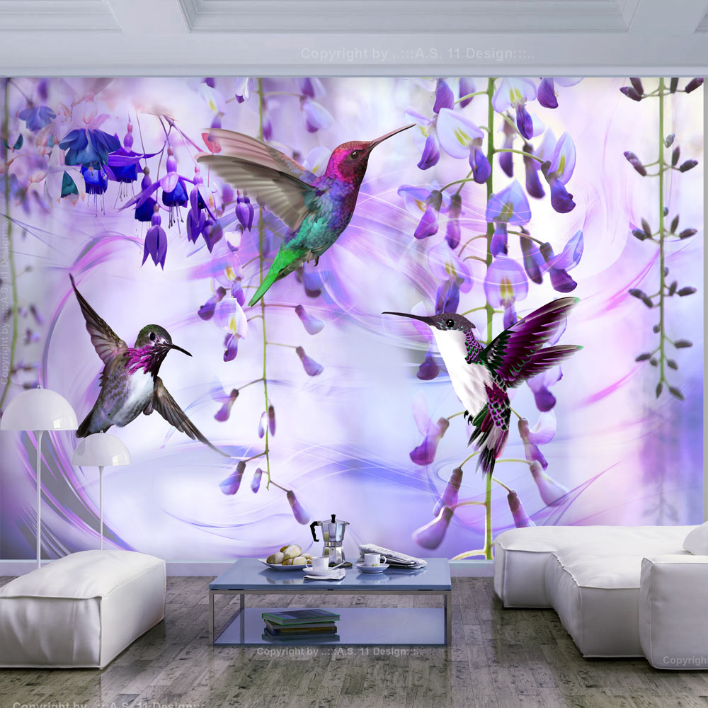 Fototapet Arkiio Självhäftande Flying Hummingbirds Violet