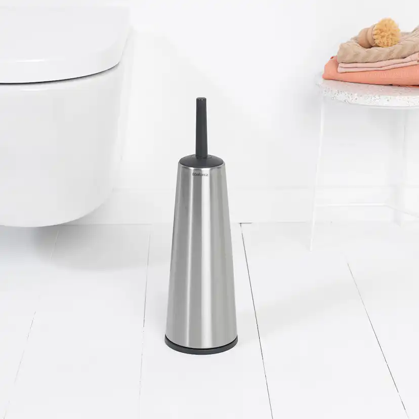 Toalettborste Brabantia med hållare för golv med plasthandta Färg: Matt Stål