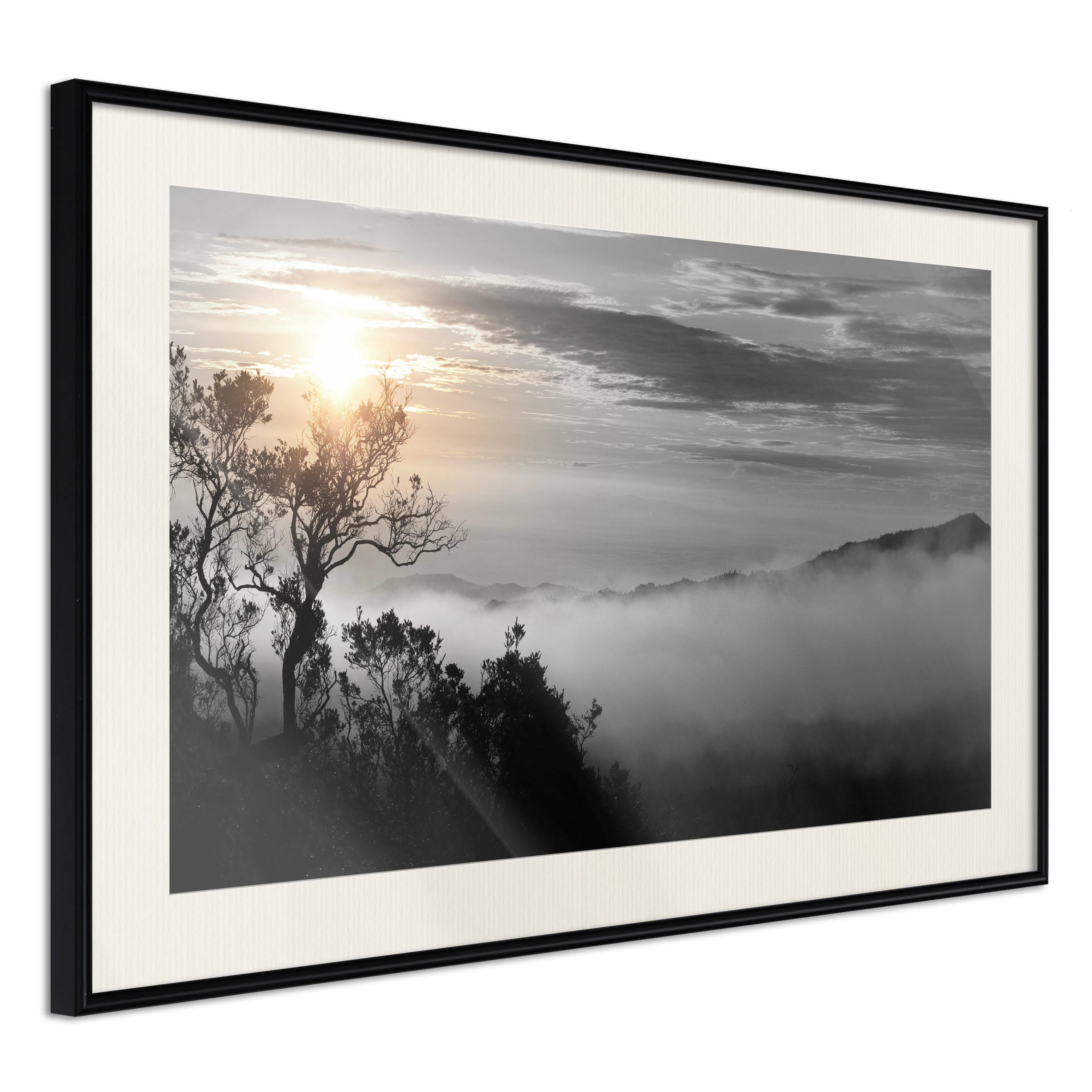 Affisch - Sunrise [Poster] 30x20 Svart ram med passepartout, 30x20 cm