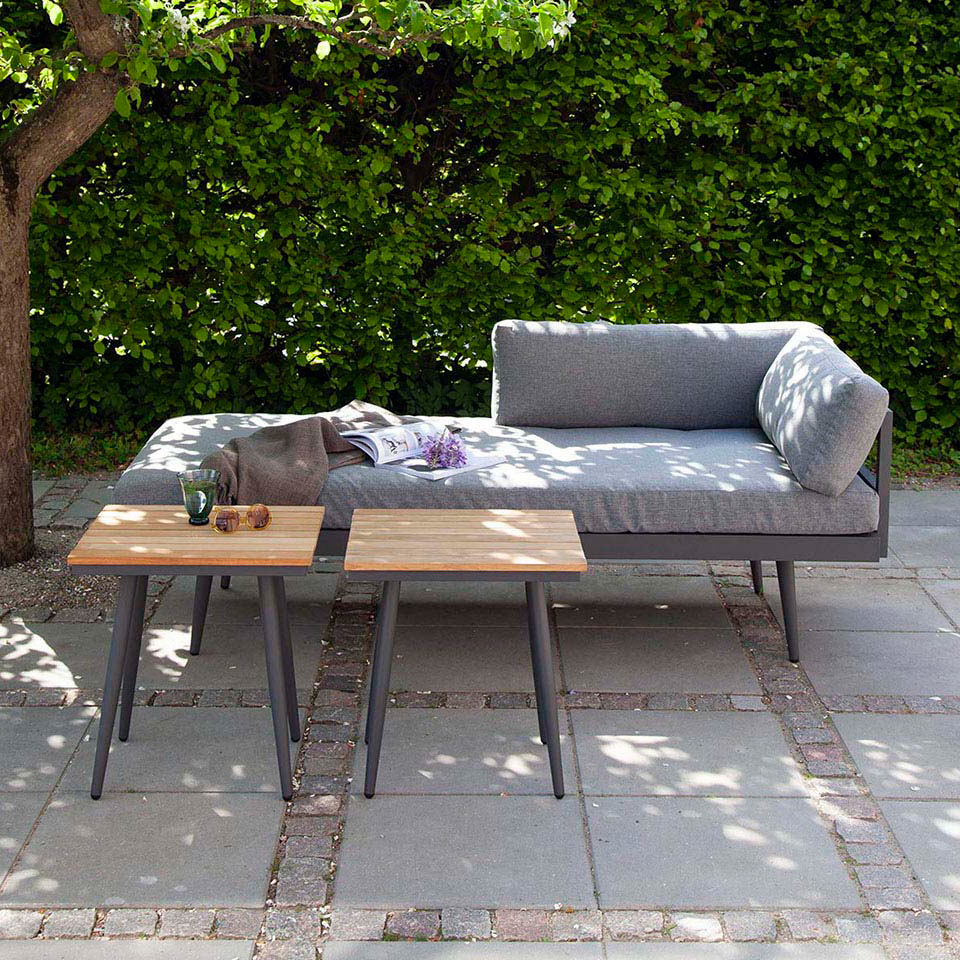 Rio loungebord, 50x45cm, antracit/teak Antracit