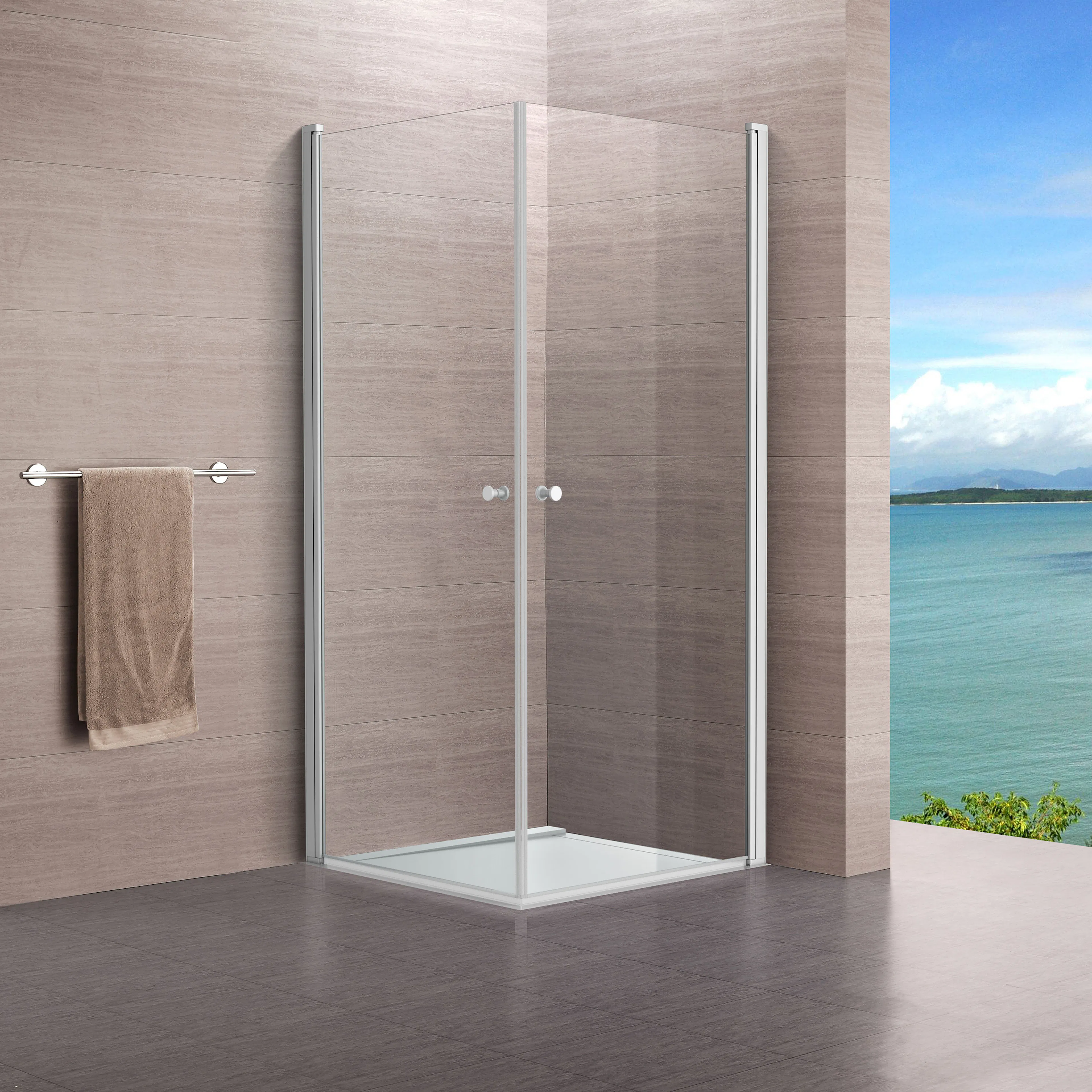 Dhörn Lusso1 White Rak90X90 Kl Vit, LxB: 900x900 mm med Knopp