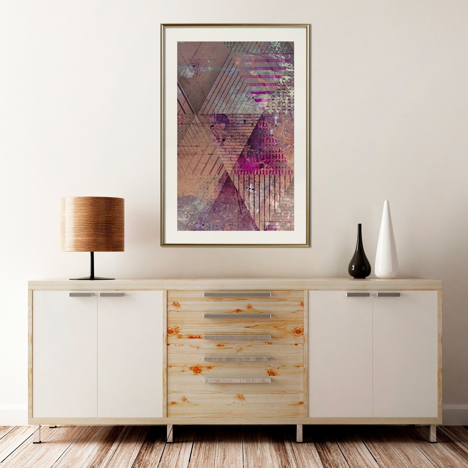Affisch - Autumn Abstraction [Poster] 20x30 Guld ram med passepartout, 20x30 cm