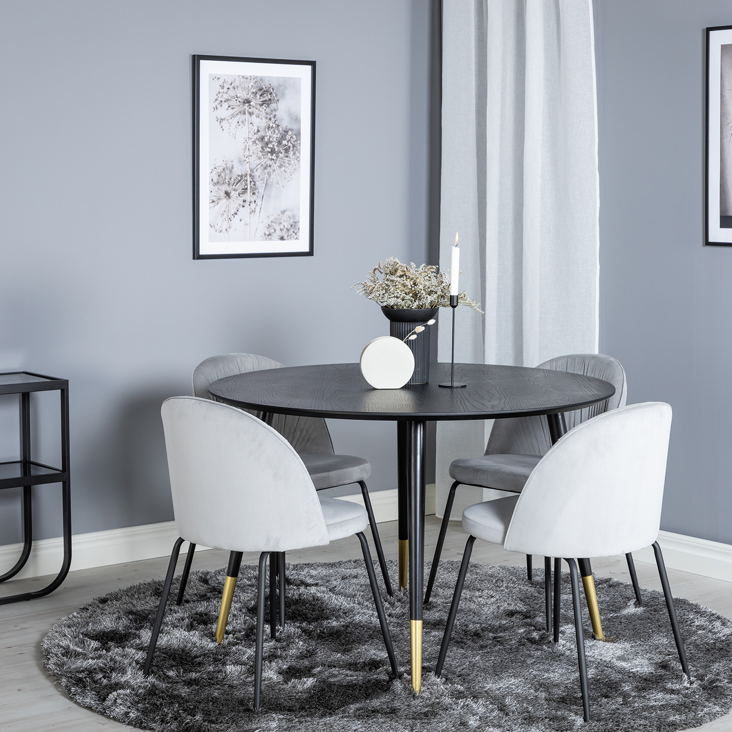 Matgrupp Venture Home Dipp Ø115 cm med 4 Wrinkles Stolar