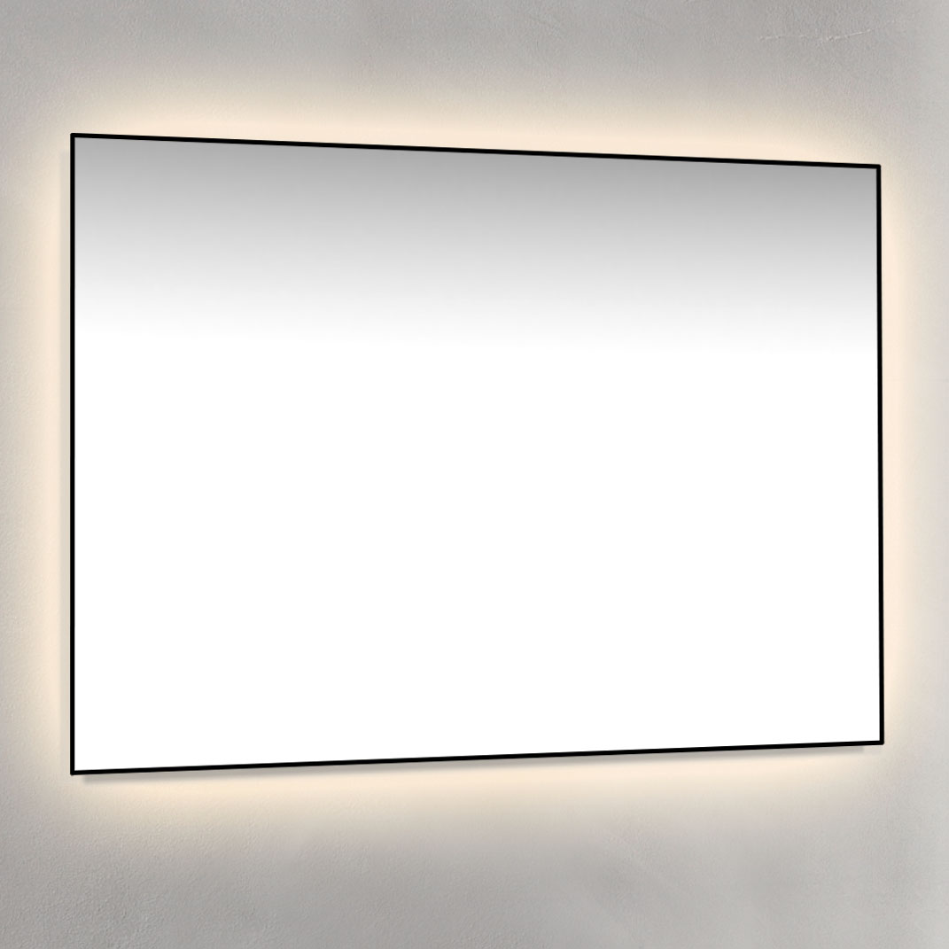 Spegel 100x70 Ambilight Svart Ram Bredd: 1000 mm, Mattsvart