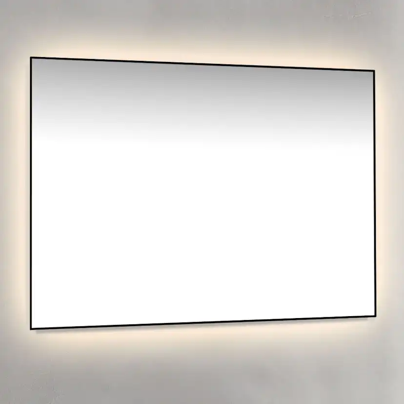Spegel 100x70 Ambilight Svart Ram Bredd: 1000 mm, Mattsvart