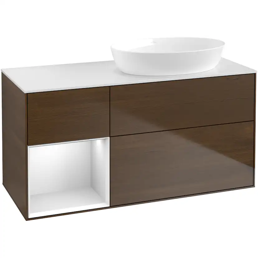Tvättställsskåp Villeroy & Boch Finion med 3 Lådor Hylla och Bänkskiva för Ocentrerat Tvättställ från Artis & Collaro
