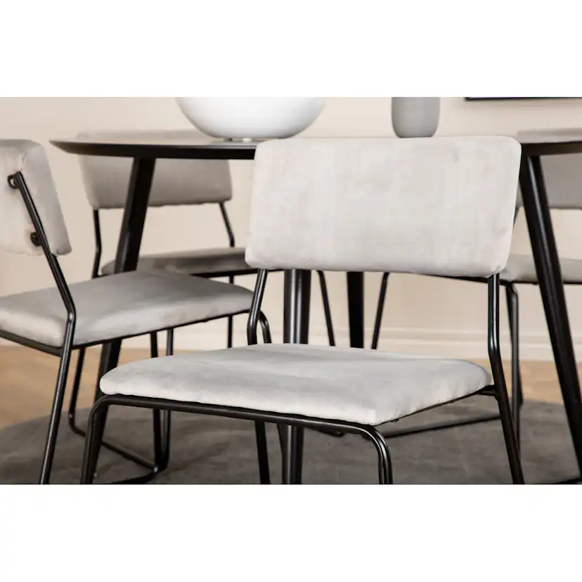 Dipp Dining Table - 115cm - Black Veneer / All black legs +K Svart/Ljusgrå