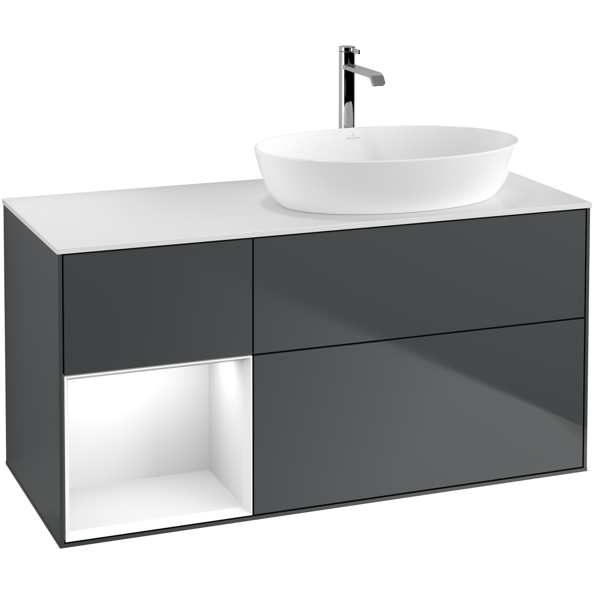 Tvättställsskåp Villeroy & Boch Finion med 3 Lådor Hylla och Bänkskiva för Ocentrerat Tvättställ från Artis & Collaro