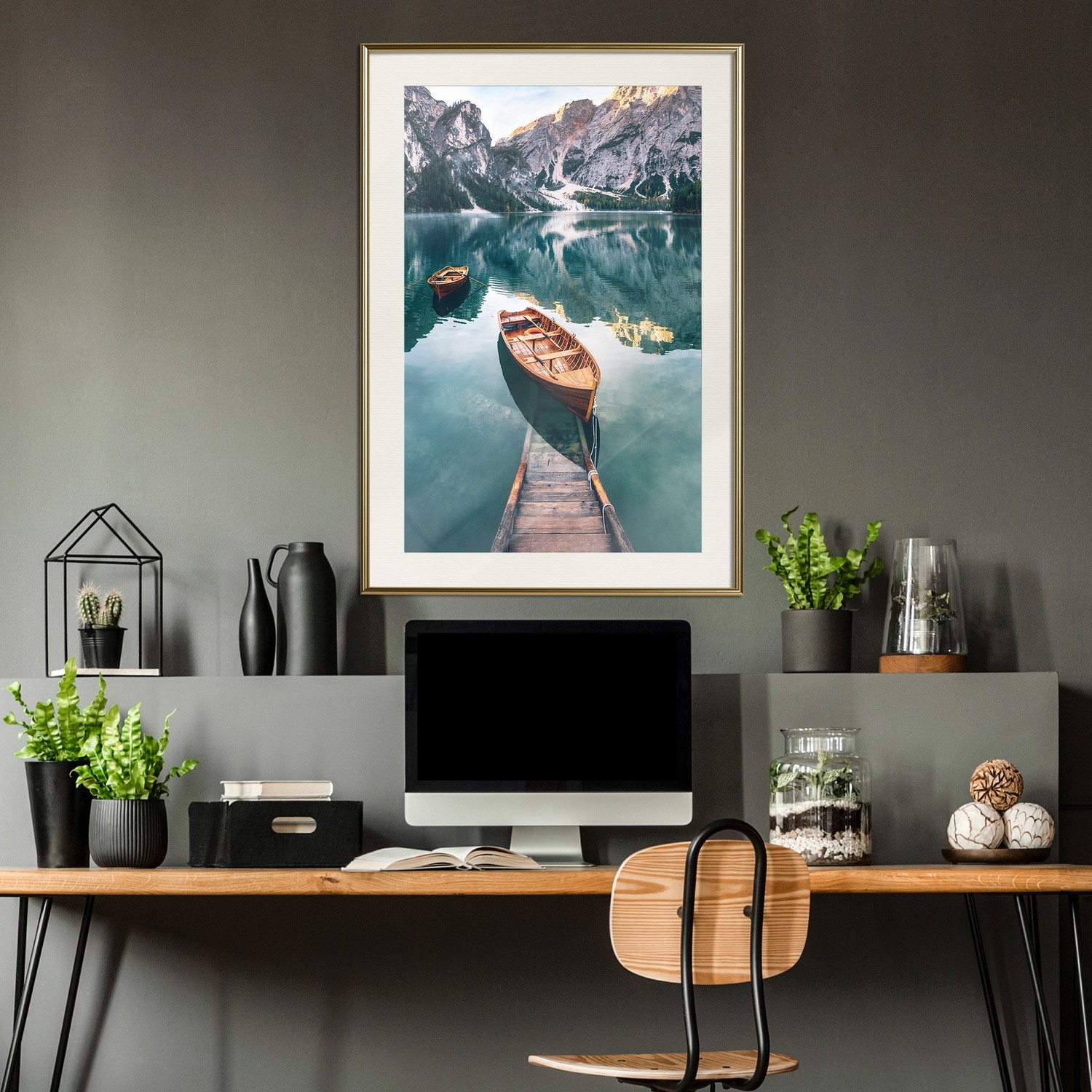 Poster Artgeist Affisch Boats In Dolomites