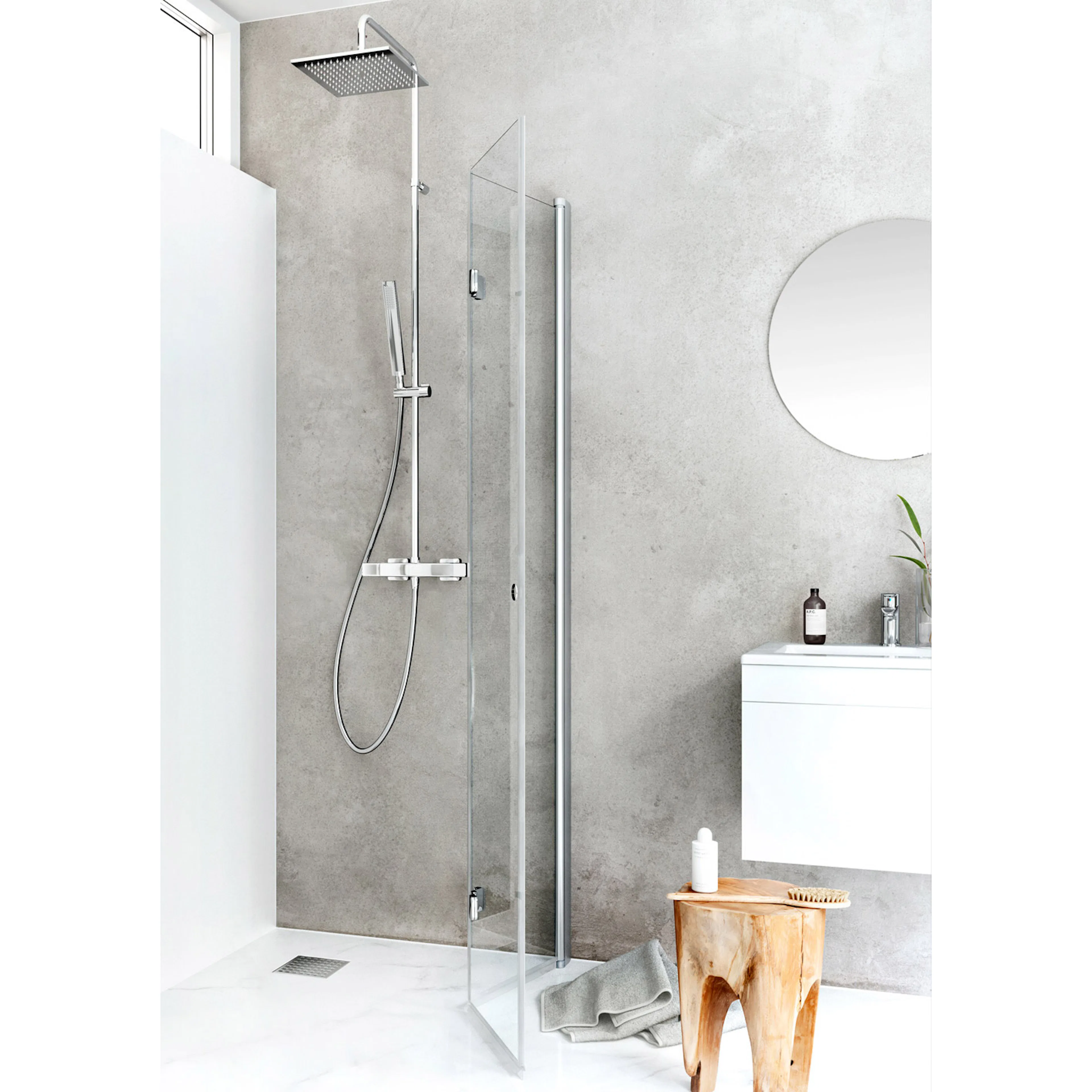 DUSCHDÖRR IGLOOPRO VIK 90 KLAR NAT Aluminium, Bredd: 875 mm
